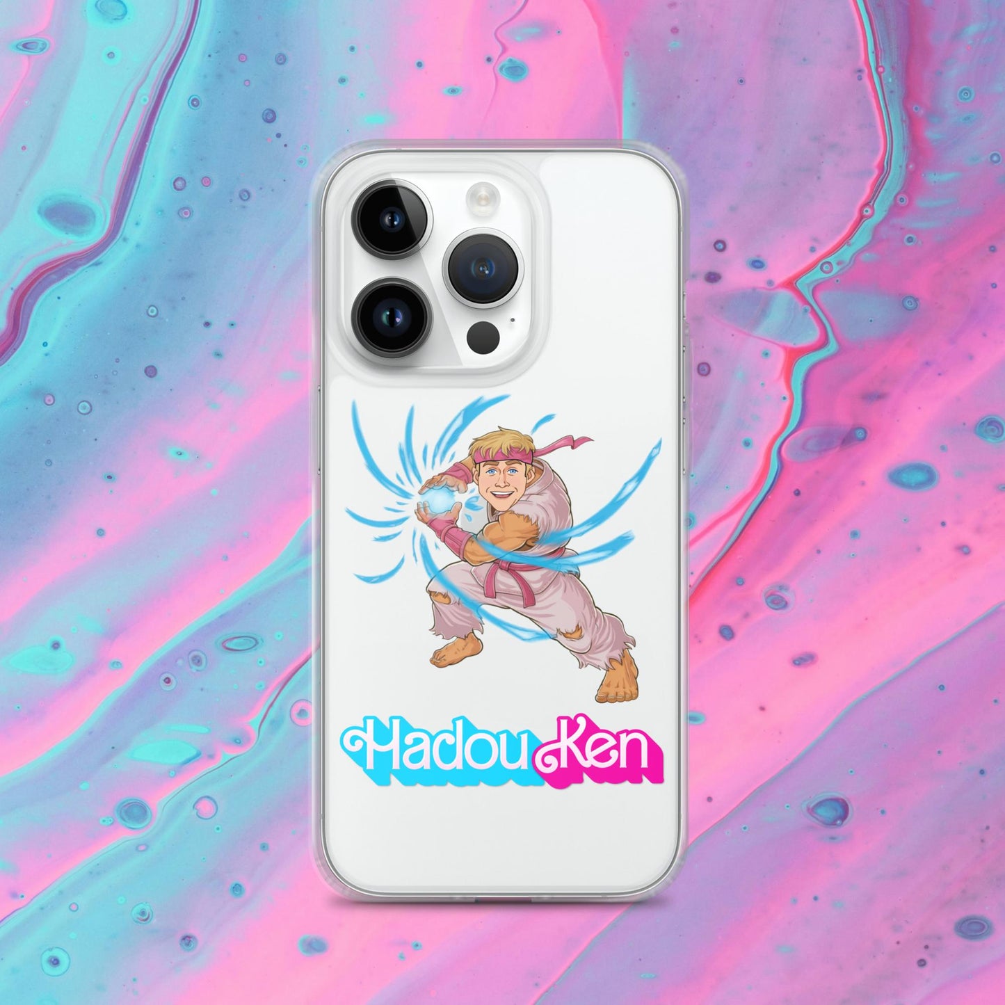 Hadouken Ken Barbie Ryan Gosling Street Fighter Funny Clear Case for iPhone iPhone 14 Pro Mobile Phone Cases Barbie Ken Movies Ryan Gosling Street Fighter Video Games Next Cult Brand