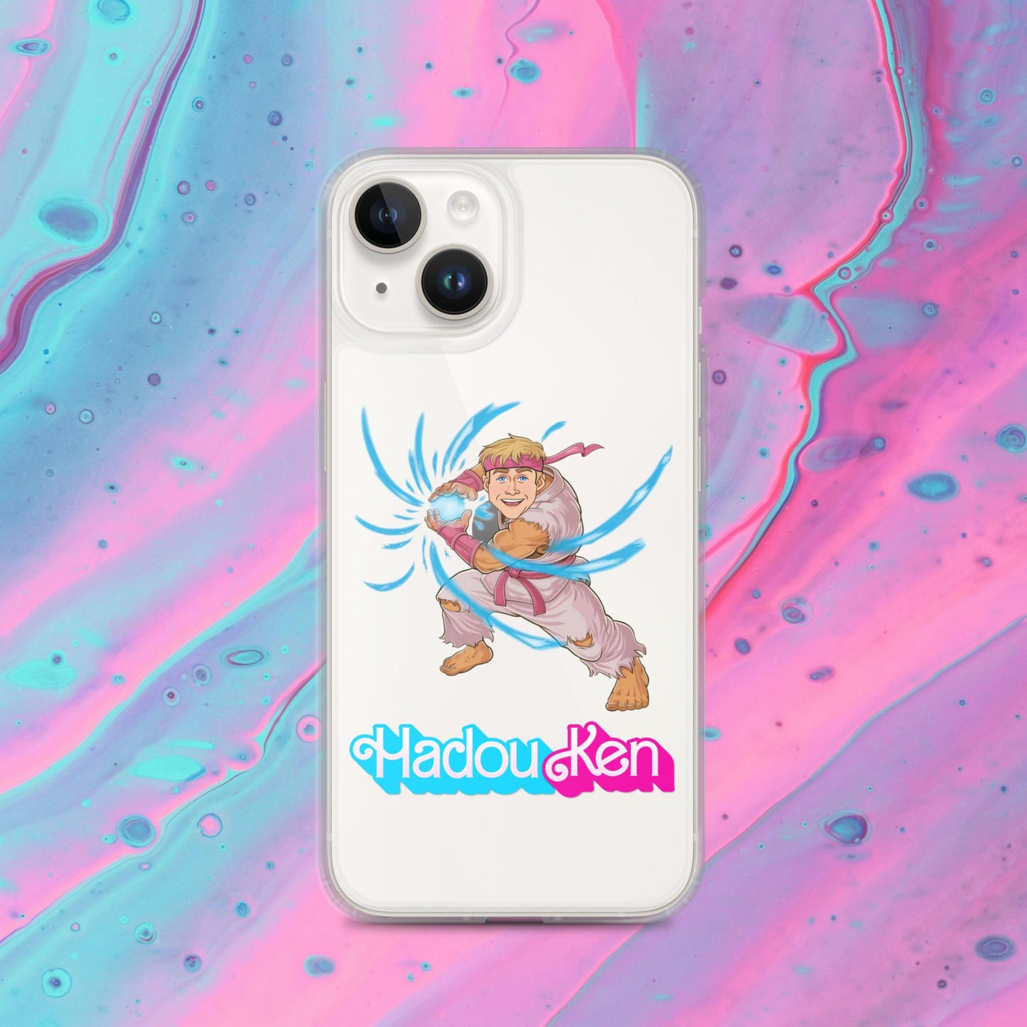 Hadouken Ken Barbie Ryan Gosling Street Fighter Funny Clear Case for iPhone iPhone 14 Mobile Phone Cases Barbie Ken Movies Ryan Gosling Street Fighter Video Games Next Cult Brand