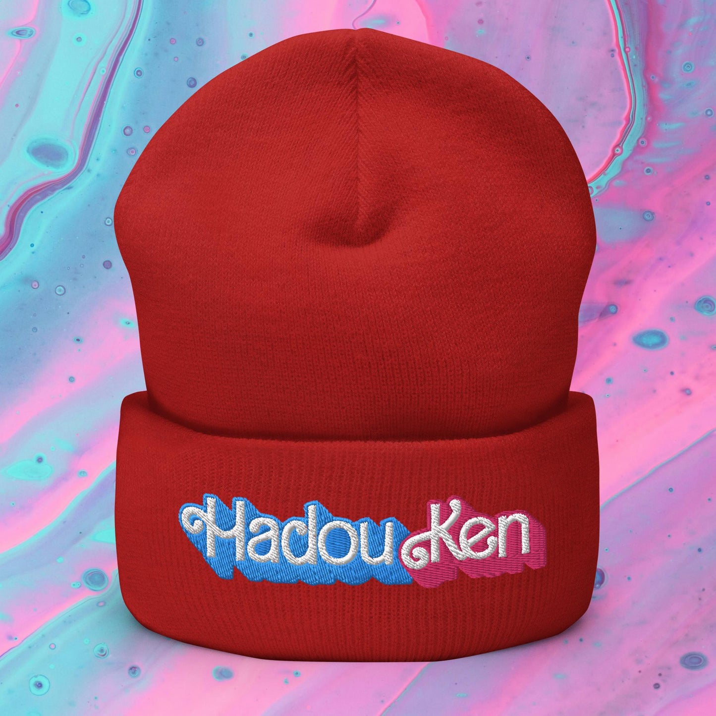 Hadouken Ken Barbie Ryan Gosling Street Fighter Funny Cuffed Beanie Red Hats Barbie Ken Movies Street Fighter Video Games Next Cult Brand