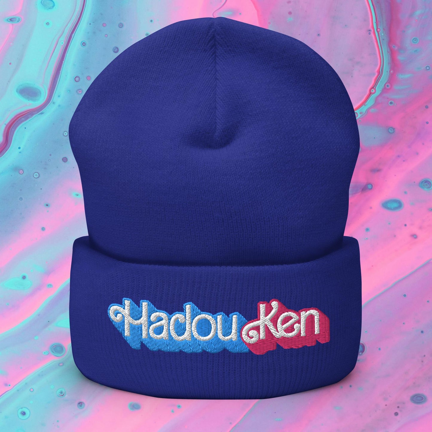 Hadouken Ken Barbie Ryan Gosling Street Fighter Funny Cuffed Beanie Royal Hats Barbie Ken Movies Street Fighter Video Games Next Cult Brand