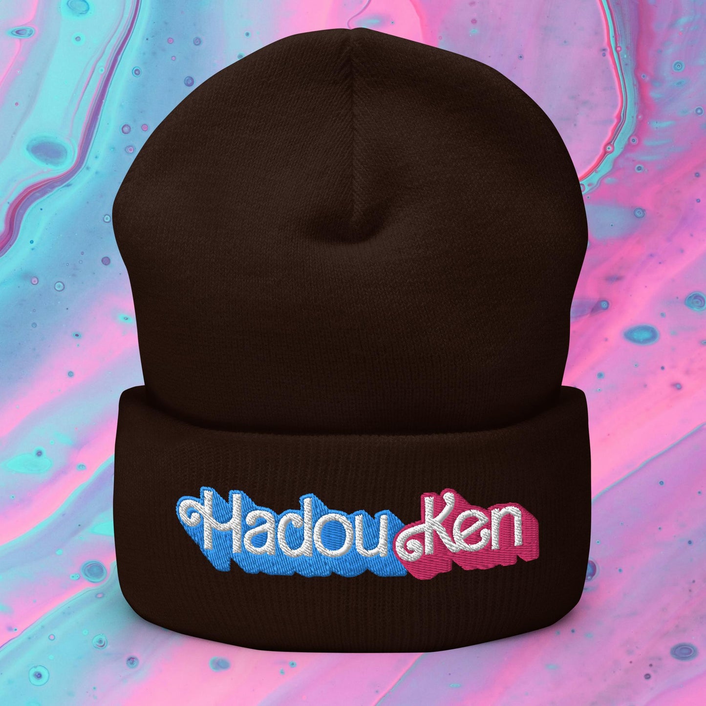 Hadouken Ken Barbie Ryan Gosling Street Fighter Funny Cuffed Beanie Brown Hats Barbie Ken Movies Street Fighter Video Games Next Cult Brand