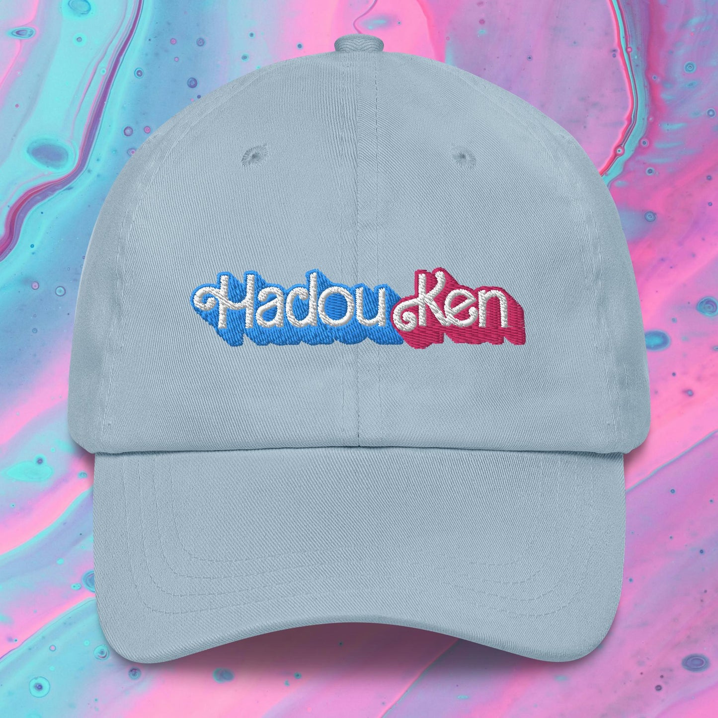 Hadouken Ken Barbie Ryan Gosling Street Fighter Funny Dad hat Light Blue Hats Barbie Ken Movies Street Fighter Video Games Next Cult Brand