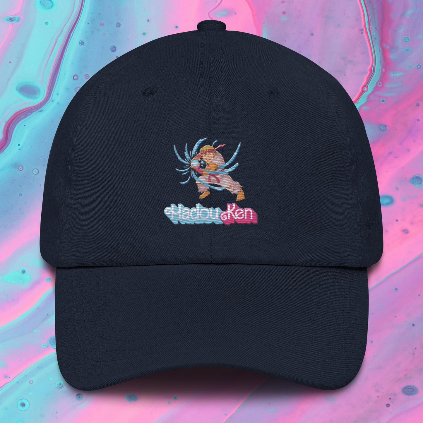 Hadouken Ken Barbie Ryan Gosling Street Fighter Funny Dad hat Navy Hats Barbie Ken Movies Ryan Gosling Street Fighter Video Games Next Cult Brand