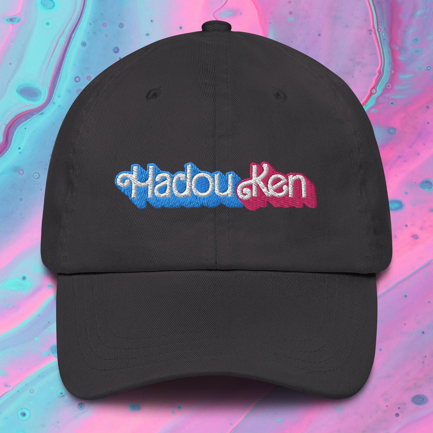Hadouken Ken Barbie Ryan Gosling Street Fighter Funny Dad hat Dark Grey Hats Barbie Ken Movies Street Fighter Video Games Next Cult Brand