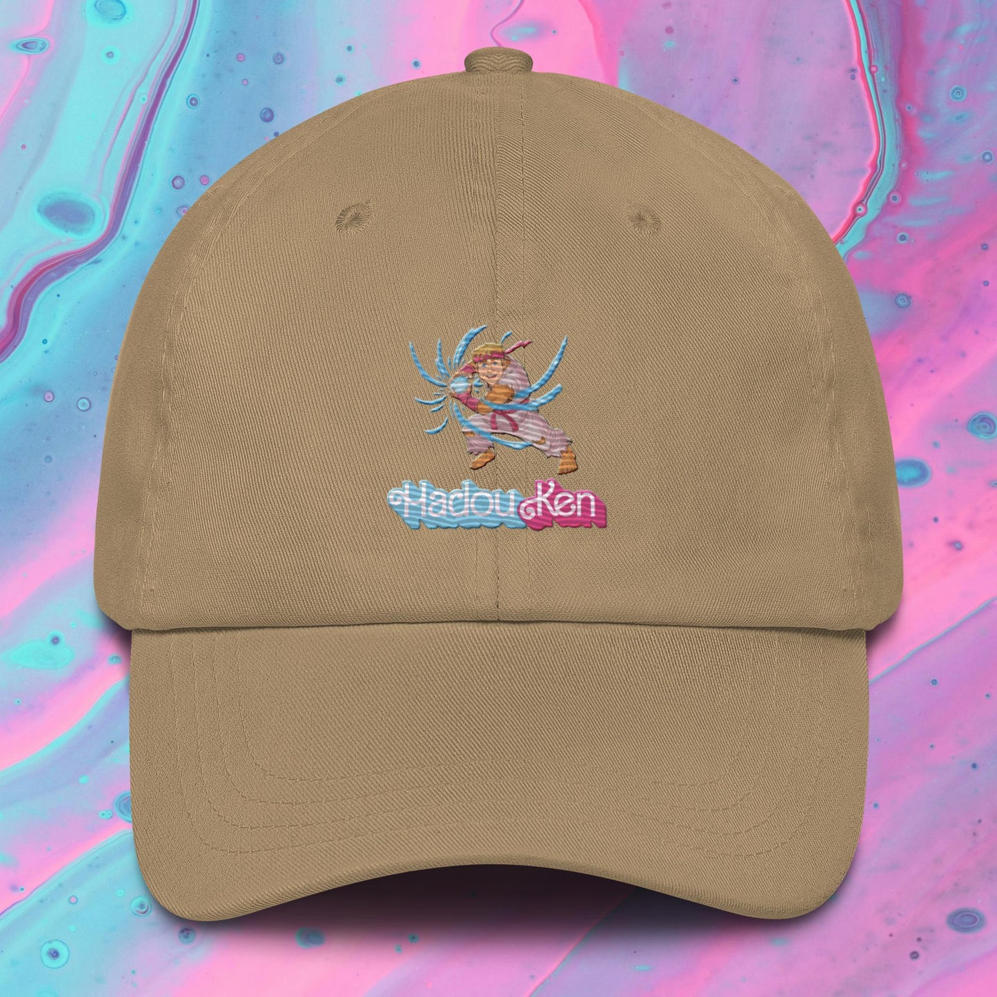 Hadouken Ken Barbie Ryan Gosling Street Fighter Funny Dad hat Khaki Hats Barbie Ken Movies Ryan Gosling Street Fighter Video Games Next Cult Brand
