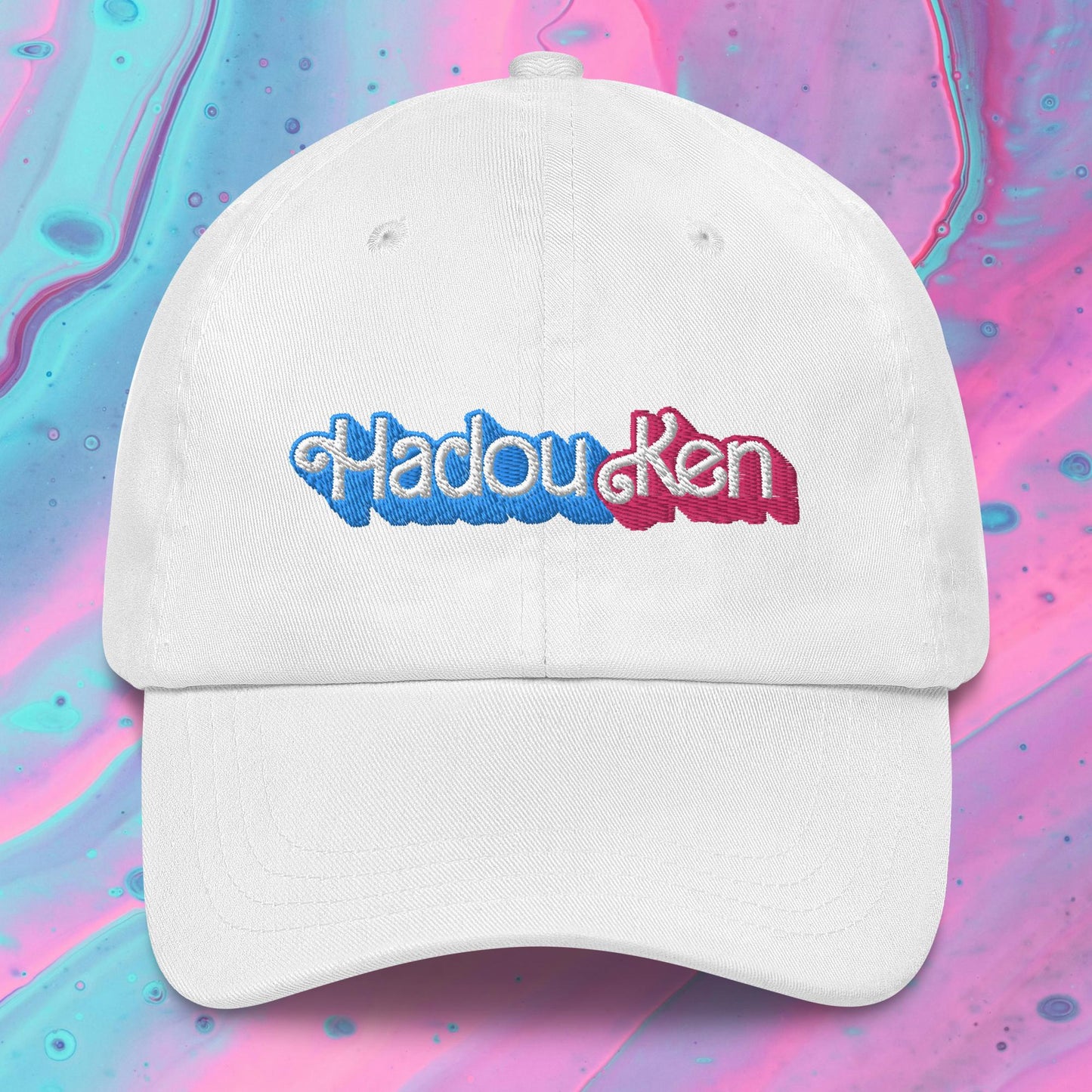 Hadouken Ken Barbie Ryan Gosling Street Fighter Funny Dad hat White Hats Barbie Ken Movies Street Fighter Video Games Next Cult Brand