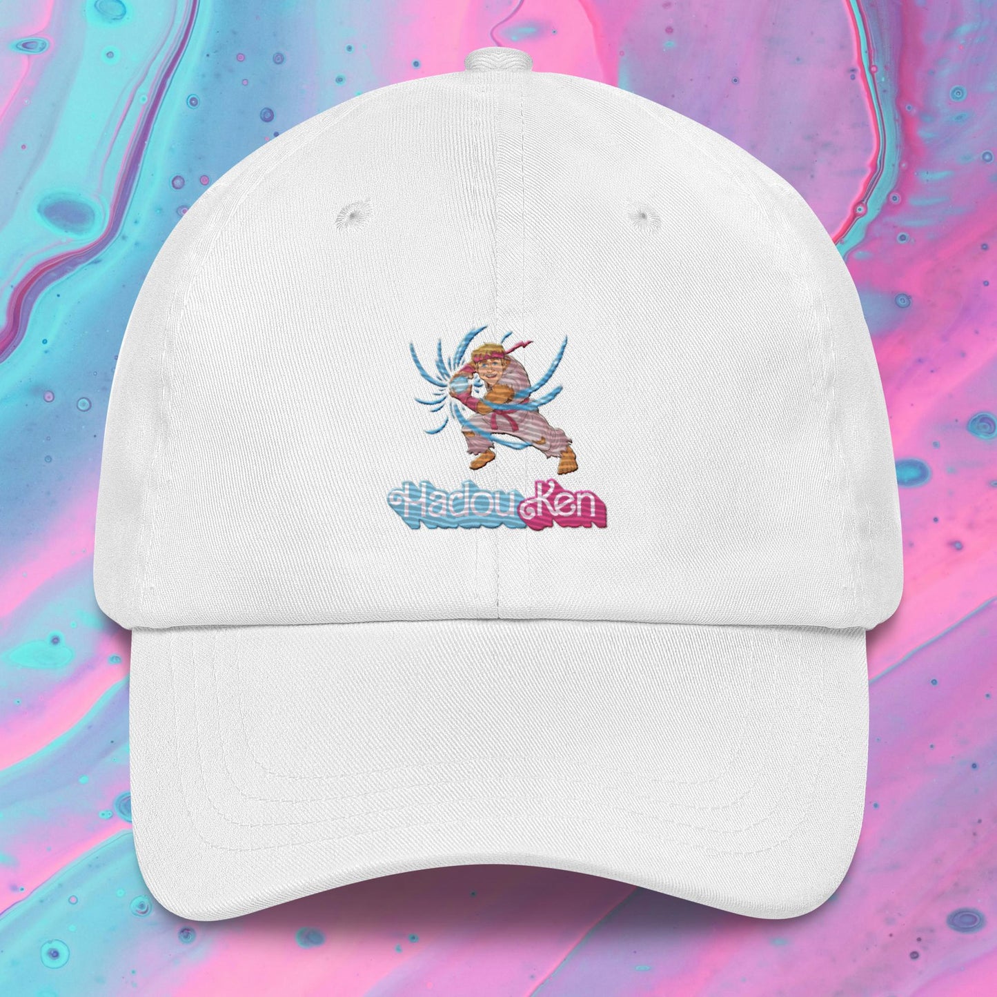 Hadouken Ken Barbie Ryan Gosling Street Fighter Funny Dad hat White Hats Barbie Ken Movies Ryan Gosling Street Fighter Video Games Next Cult Brand