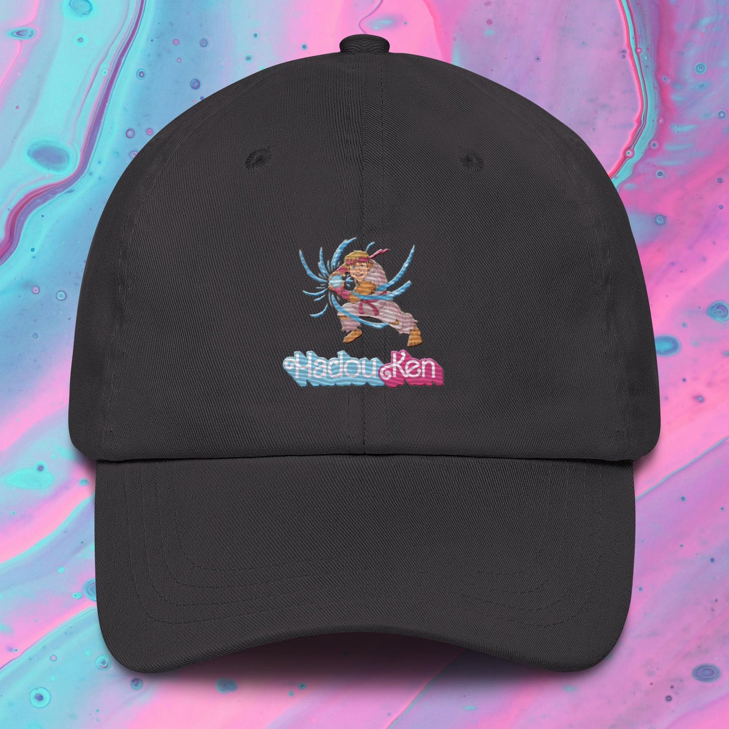 Hadouken Ken Barbie Ryan Gosling Street Fighter Funny Dad hat Dark Grey Hats Barbie Ken Movies Ryan Gosling Street Fighter Video Games Next Cult Brand
