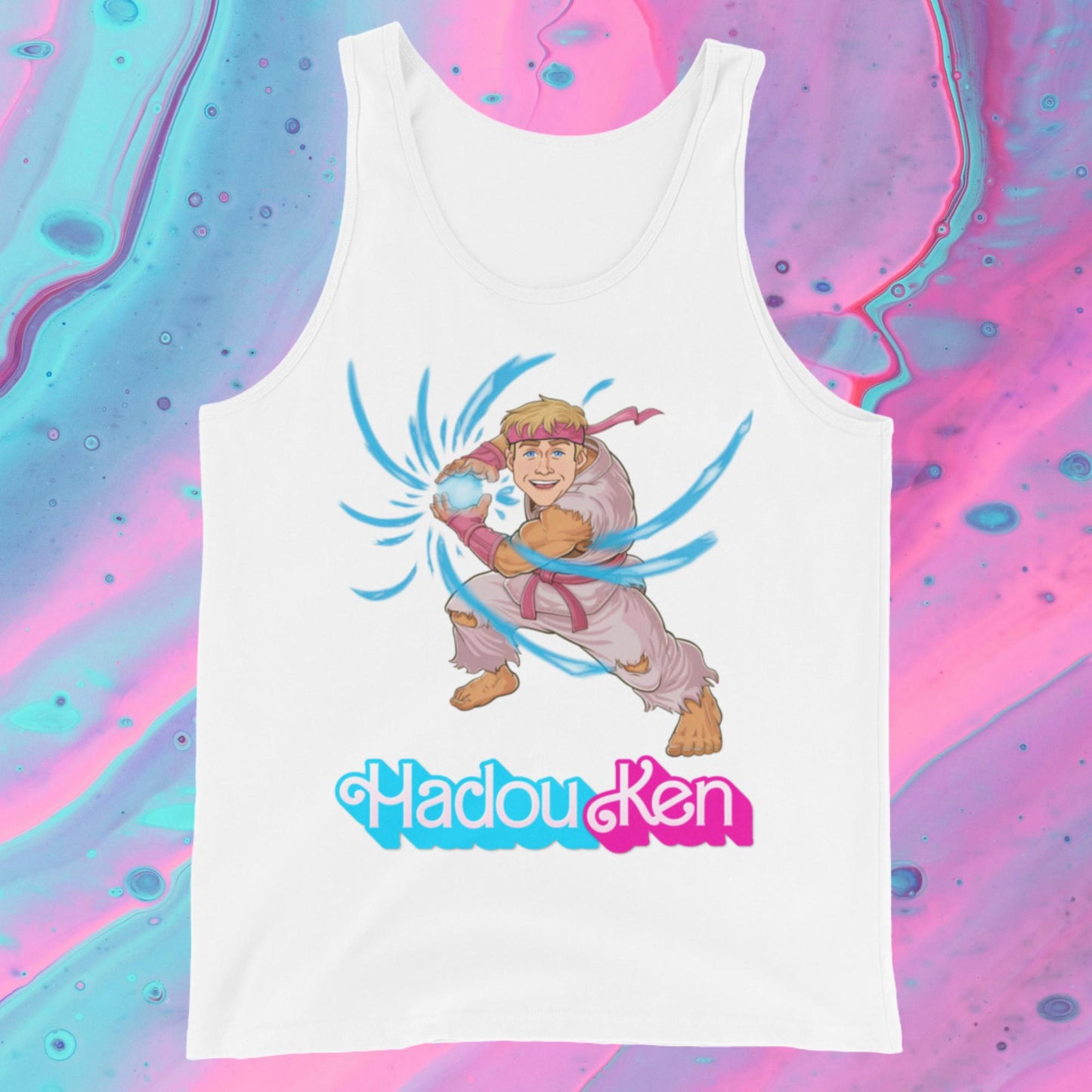 Hadouken Ken Barbie Ryan Gosling Street Fighter Funny Tank Top White Tank Tops Barbie Ken Movies Ryan Gosling Street Fighter Video Games Next Cult Brand