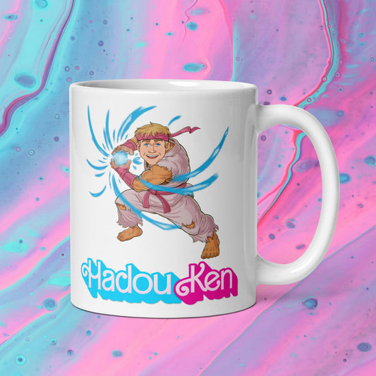 Hadouken Ken Barbie Ryan Gosling Street Fighter Funny White glossy mug Default Title Mugs Barbie Ken Movies Ryan Gosling Street Fighter Video Games Next Cult Brand