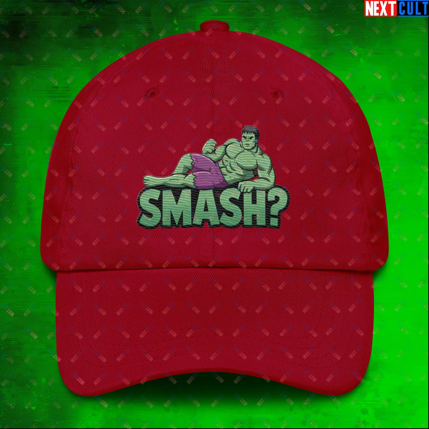 Hulk Smash? Funny Sexy Hulk Meme Cartoon Dad hat Cranberry Hats Hulk Movies Superheroes Next Cult Brand