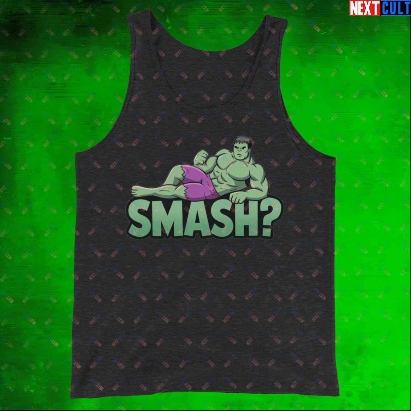 Hulk Smash? Funny Sexy Hulk Meme Cartoon Tank Top Charcoal-Black Triblend Tank Tops Hulk Movies Superheroes Next Cult Brand