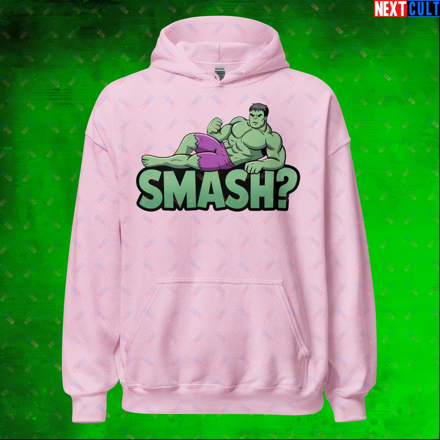 Hulk Smash? Funny Sexy Hulk Meme Cartoon Unisex Hoodie Light Pink Hoodies Avengers Hulk Movies Superheroes Next Cult Brand