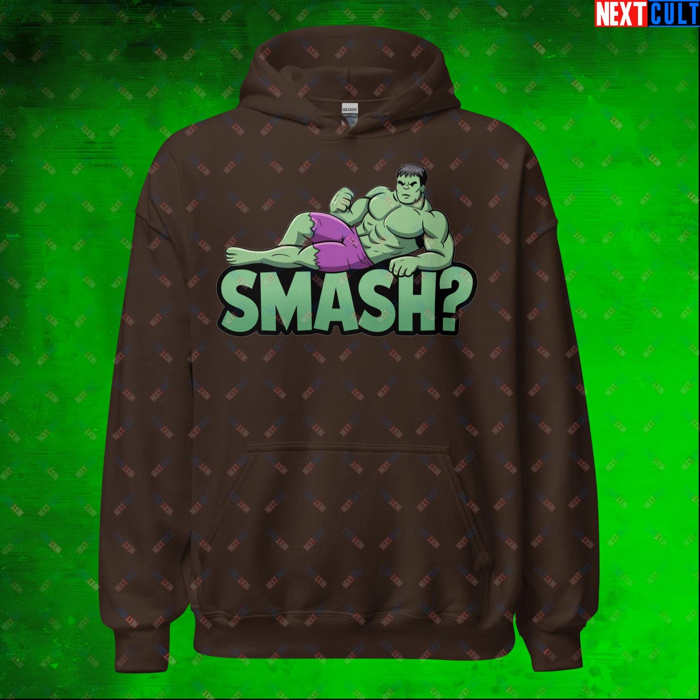 Hulk Smash? Funny Sexy Hulk Meme Cartoon Unisex Hoodie Dark Chocolate Hoodies Avengers Hulk Movies Superheroes Next Cult Brand