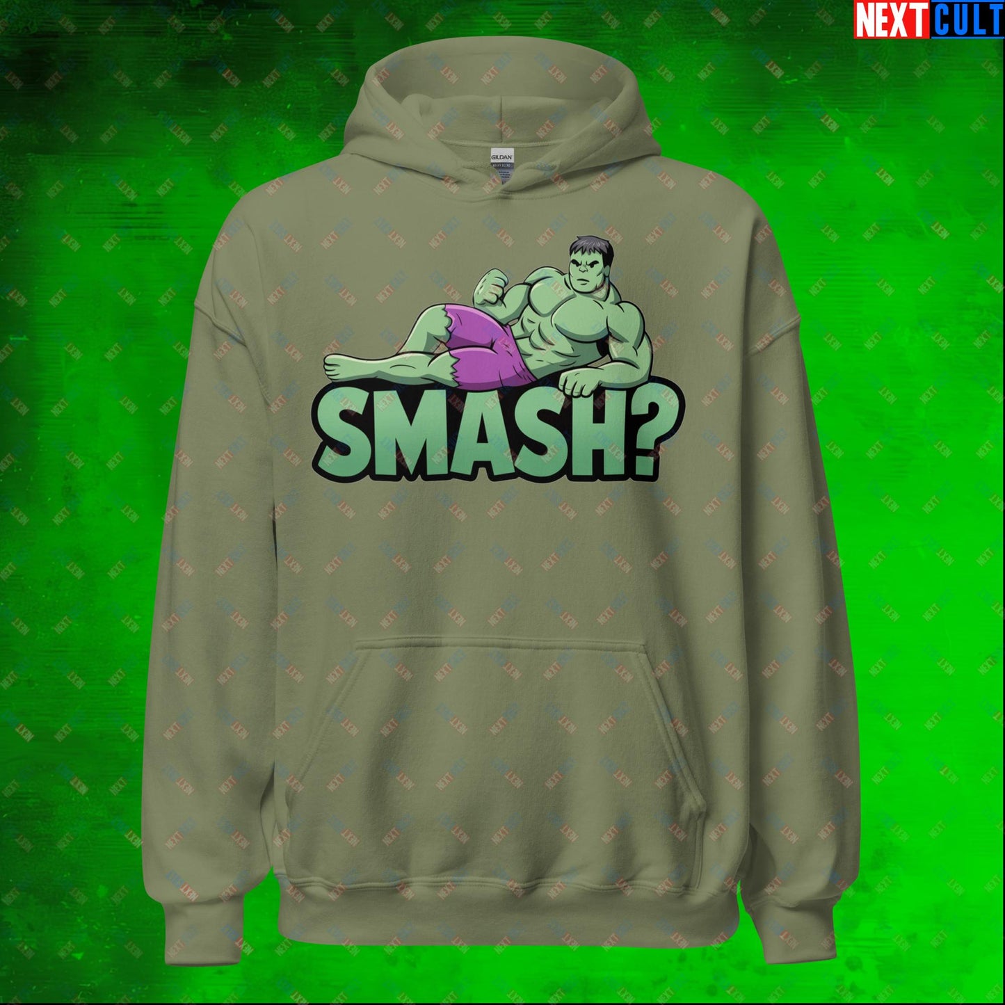 Hulk Smash? Funny Sexy Hulk Meme Cartoon Unisex Hoodie Military Green Hoodies Avengers Hulk Movies Superheroes Next Cult Brand