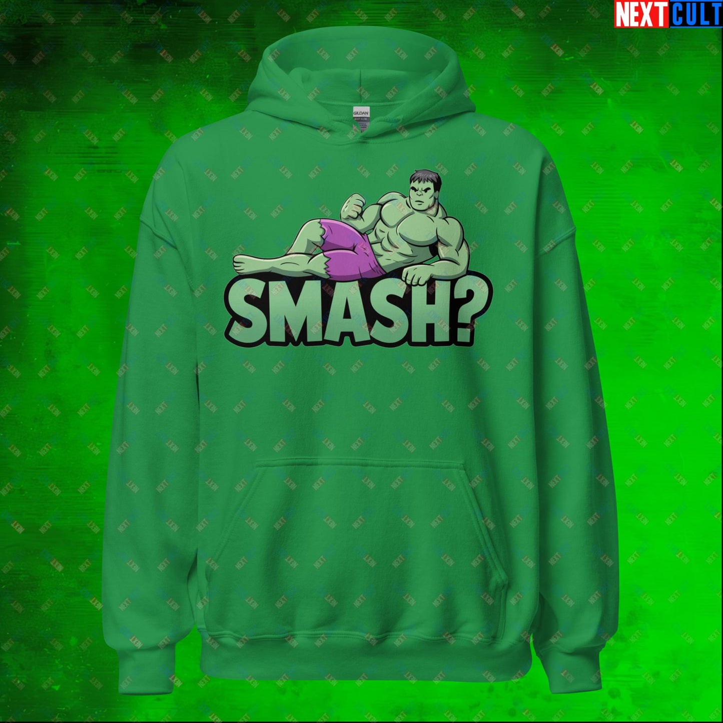 Hulk Smash? Funny Sexy Hulk Meme Cartoon Unisex Hoodie Irish Green Hoodies Avengers Hulk Movies Superheroes Next Cult Brand