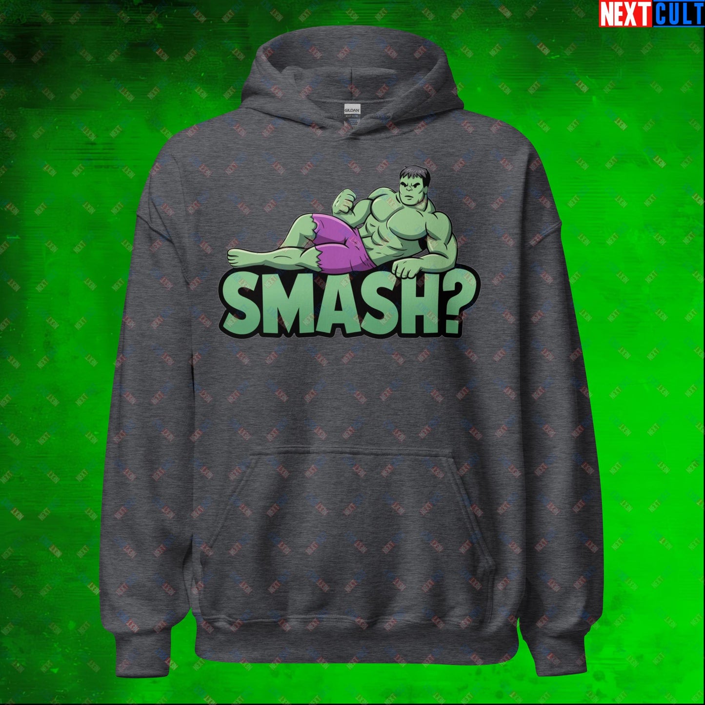 Hulk Smash? Funny Sexy Hulk Meme Cartoon Unisex Hoodie Dark Heather Hoodies Avengers Hulk Movies Superheroes Next Cult Brand