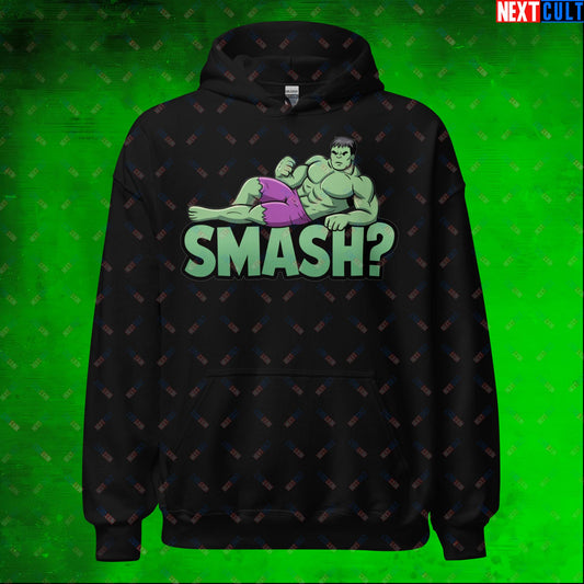 Hulk Smash? Funny Sexy Hulk Meme Cartoon Unisex Hoodie Black Hoodies Avengers Hulk Movies Superheroes Next Cult Brand