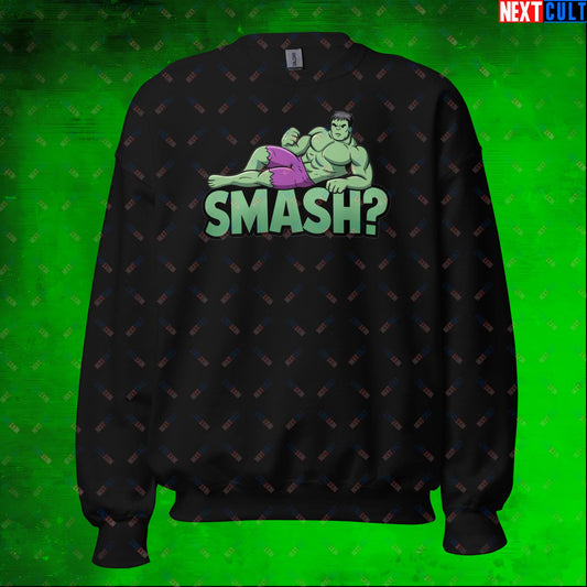 Hulk Smash? Funny Sexy Hulk Meme Cartoon Unisex Sweatshirt Black Sweatshirts Avengers Hulk Movies Superheroes Next Cult Brand