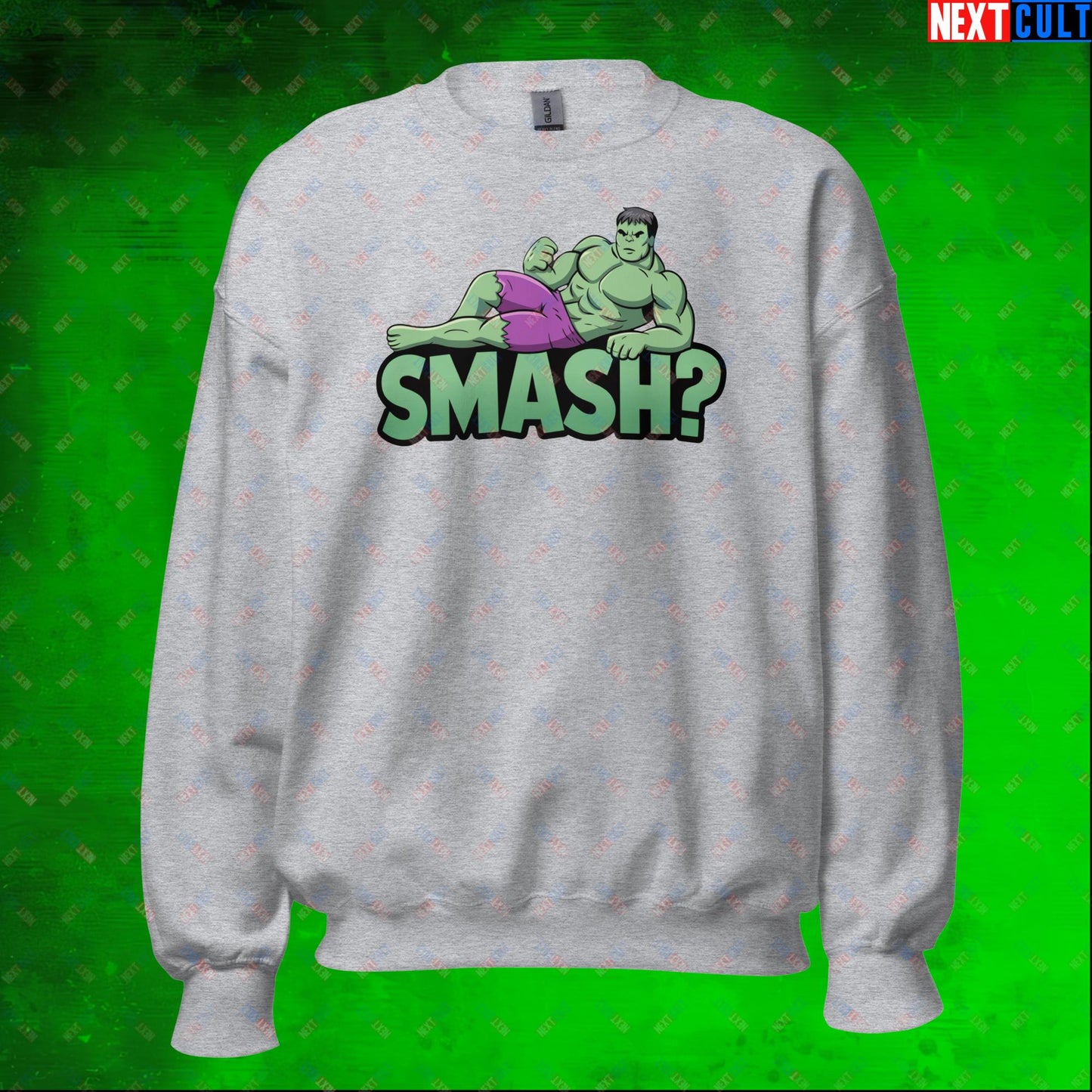 Hulk Smash? Funny Sexy Hulk Meme Cartoon Unisex Sweatshirt Sport Grey Sweatshirts Avengers Hulk Movies Superheroes Next Cult Brand