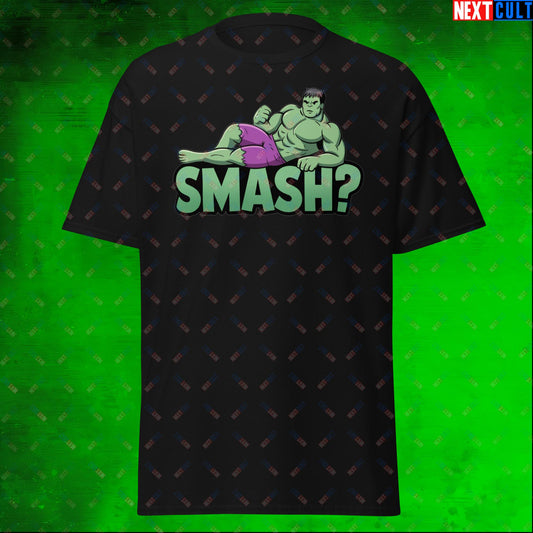 Hulk Smash? Funny Sexy Hulk Meme Cartoon Unisex tee Black T-shirts Avengers Bodybuilding Films Fitness Gym Hulk Movies Pump Cover Superheroes Workout Next Cult Brand