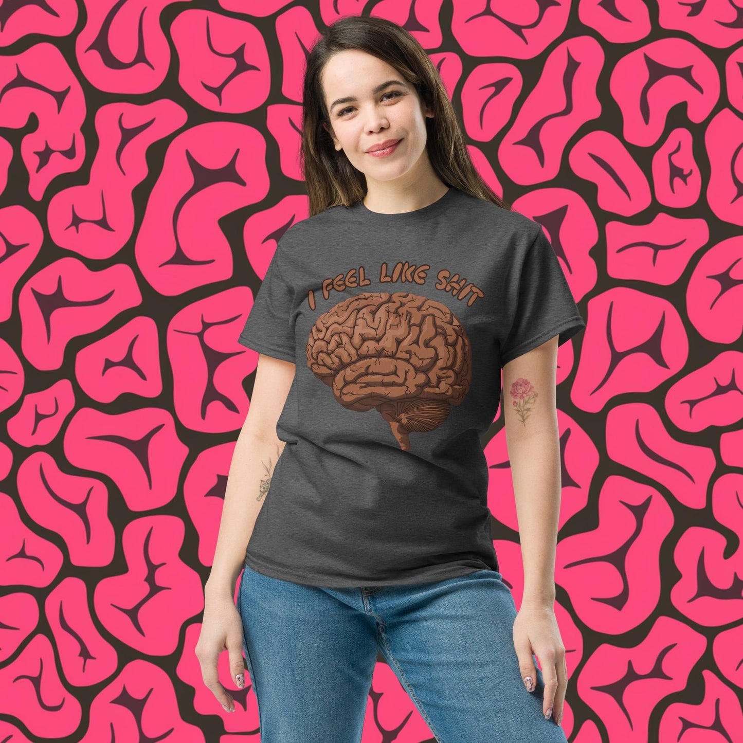 I Feel Like Shit Unisex tee Dark Heather T-shirts Brains Feelings Life Next Cult Brand