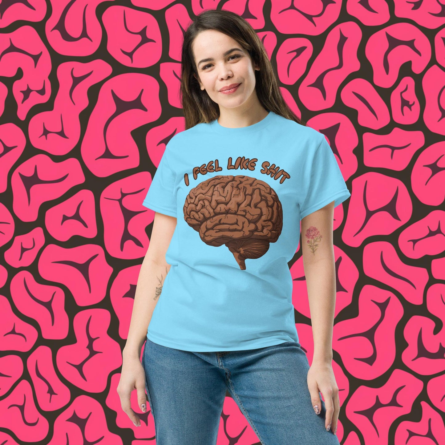 I Feel Like Shit Unisex tee Sky T-shirts Brains Feelings Life Next Cult Brand
