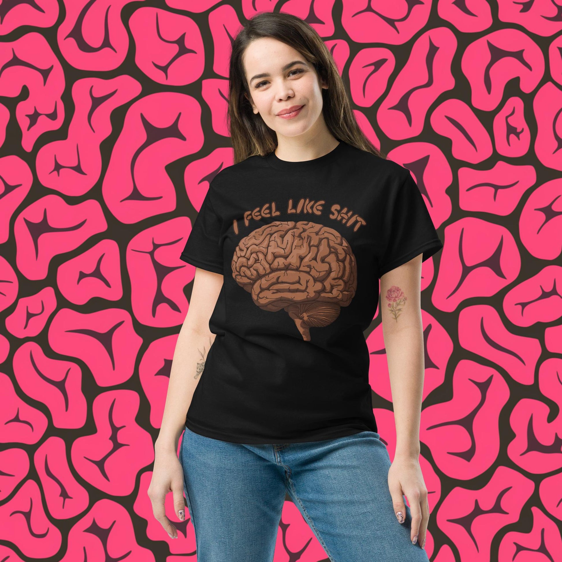 I Feel Like Shit Unisex tee Black T-shirts Brains Feelings Life Next Cult Brand