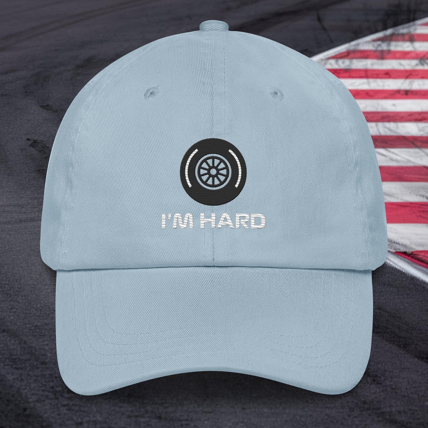 I'm Hard Tyres Funny F1 Dad hat Light Blue Hats F1 Next Cult Brand