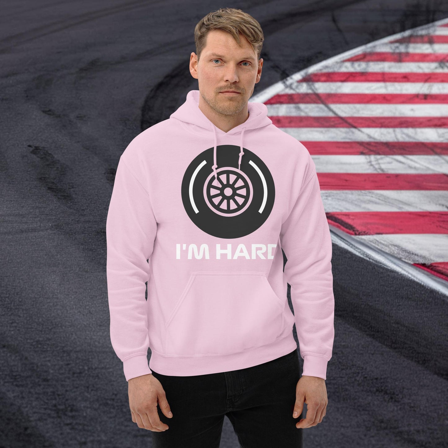 I'm Hard Tyres Funny F1 Unisex Hoodie Light Pink Hoodies F1 Next Cult Brand
