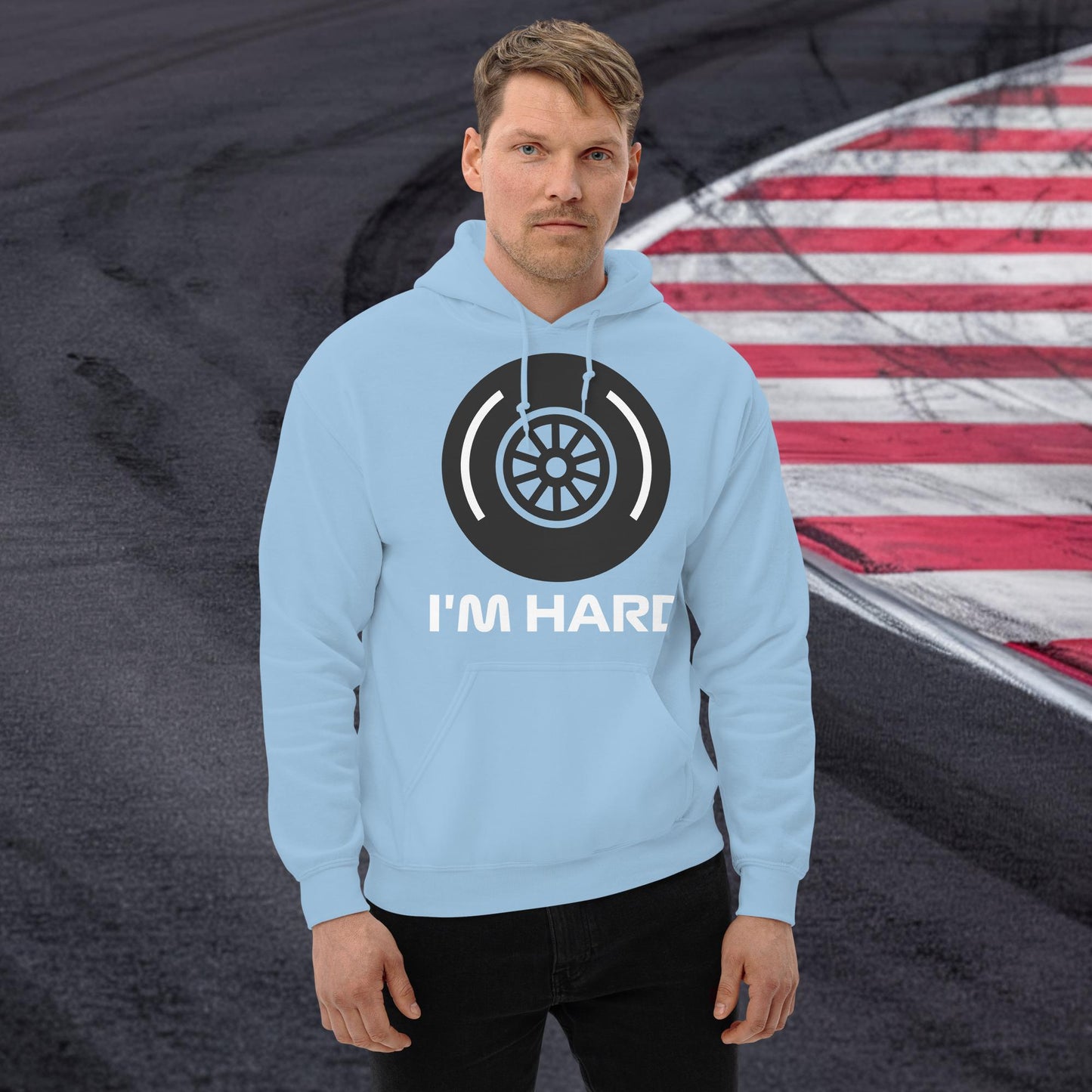 I'm Hard Tyres Funny F1 Unisex Hoodie Light Blue Hoodies F1 Next Cult Brand