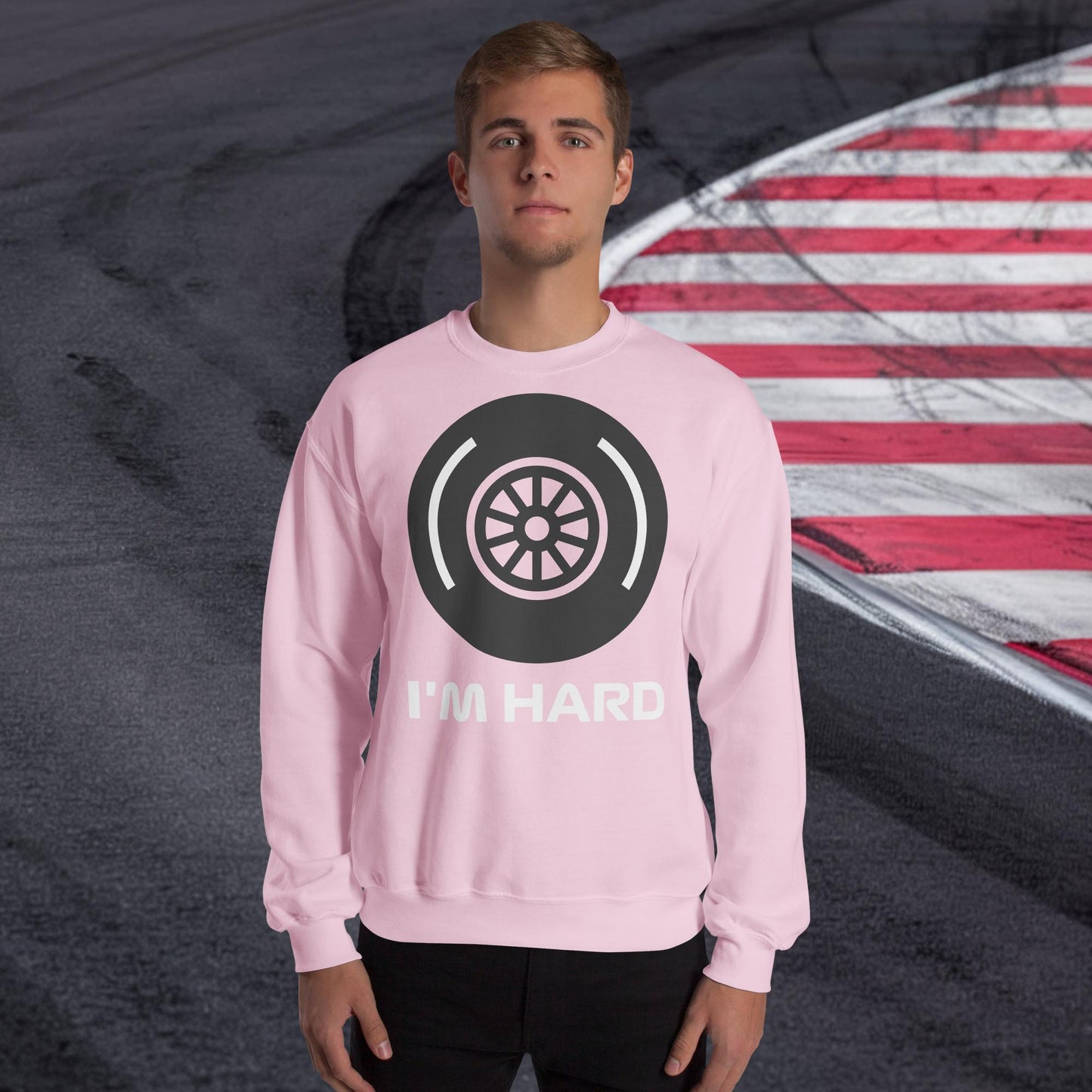 I'm Hard Tyres Funny F1 Unisex Sweatshirt Light Pink Sweatshirts F1 Next Cult Brand