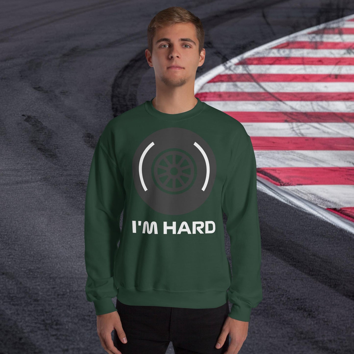 I'm Hard Tyres Funny F1 Unisex Sweatshirt Forest Green Sweatshirts F1 Next Cult Brand