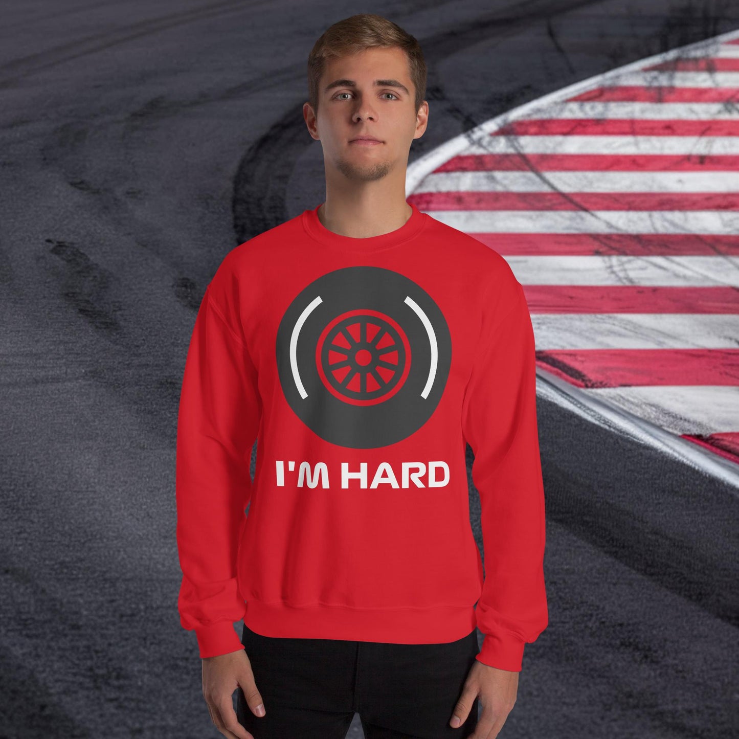 I'm Hard Tyres Funny F1 Unisex Sweatshirt Red Sweatshirts F1 Next Cult Brand