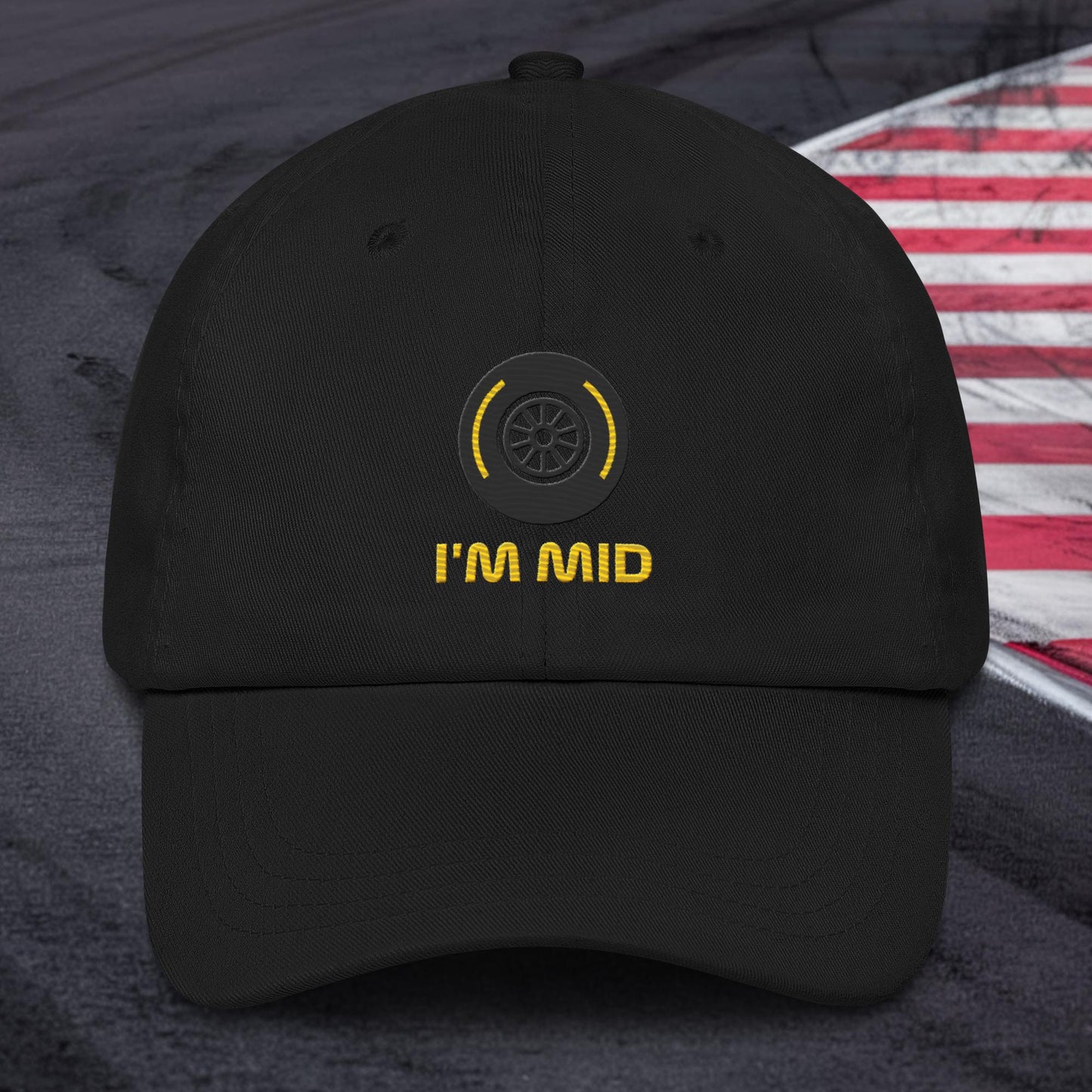 I'm Mid Tyres Funny F1 Dad hat Black Hats F1 Next Cult Brand