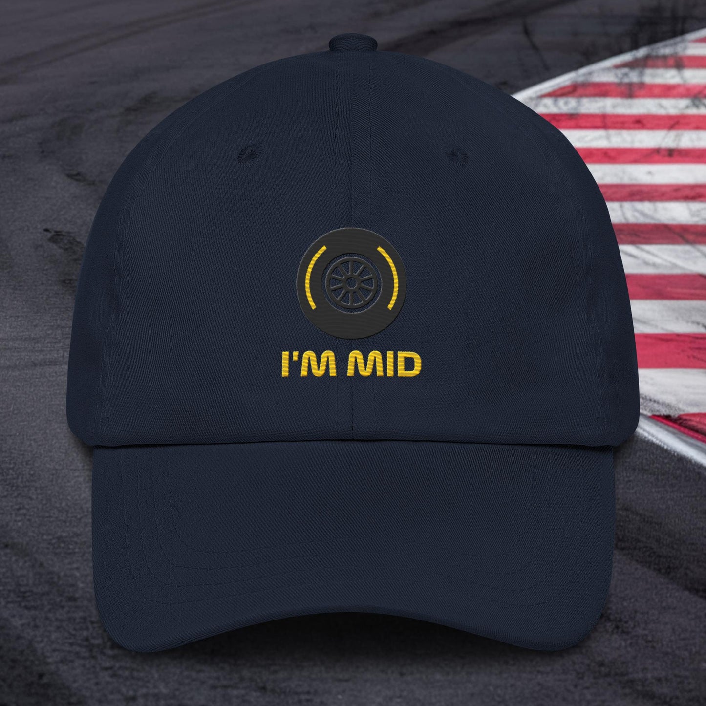 I'm Mid Tyres Funny F1 Dad hat Navy Hats F1 Next Cult Brand