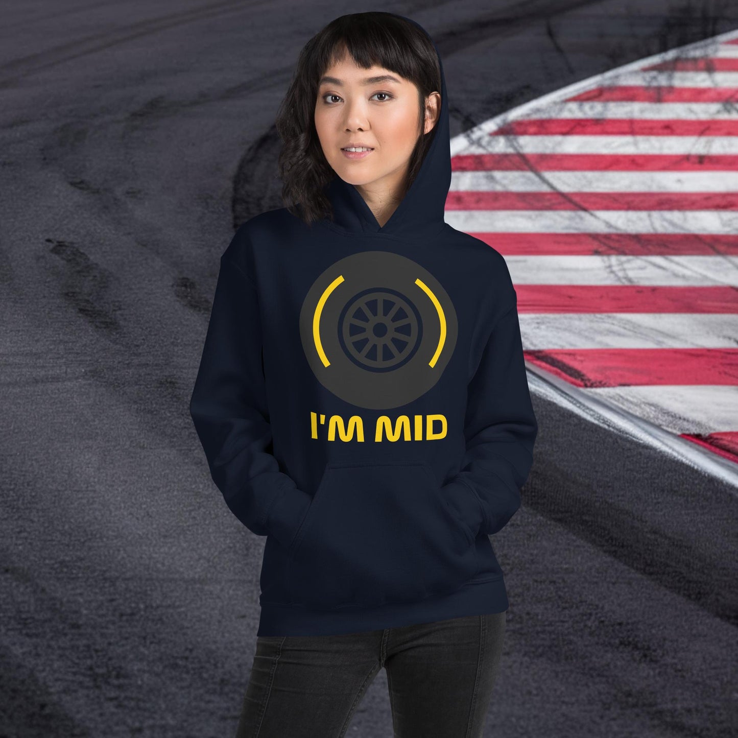I'm Mid Tyres Funny F1 Unisex Hoodie Navy Hoodies F1 Next Cult Brand