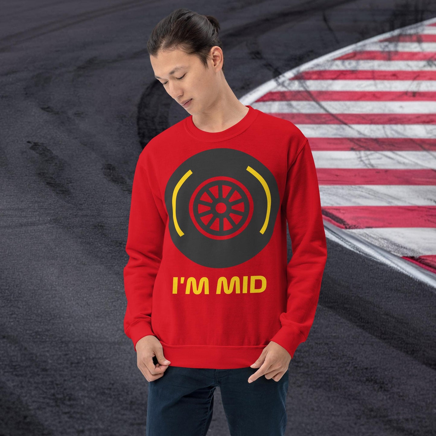 I'm Mid Tyres Funny F1 Unisex Sweatshirt Red Sweatshirts F1 Next Cult Brand