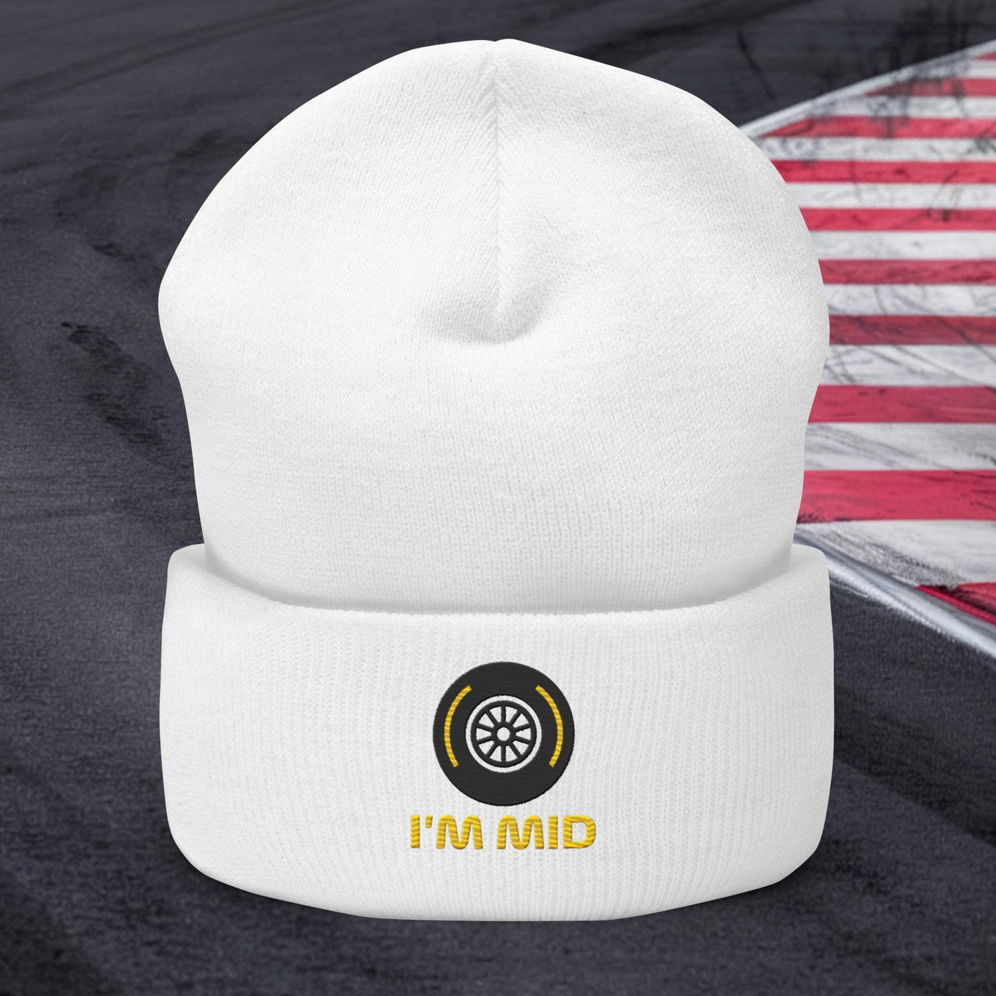 I'm Soft Tyres Funny F1 Cuffed Beanie White Hats F1 Next Cult Brand