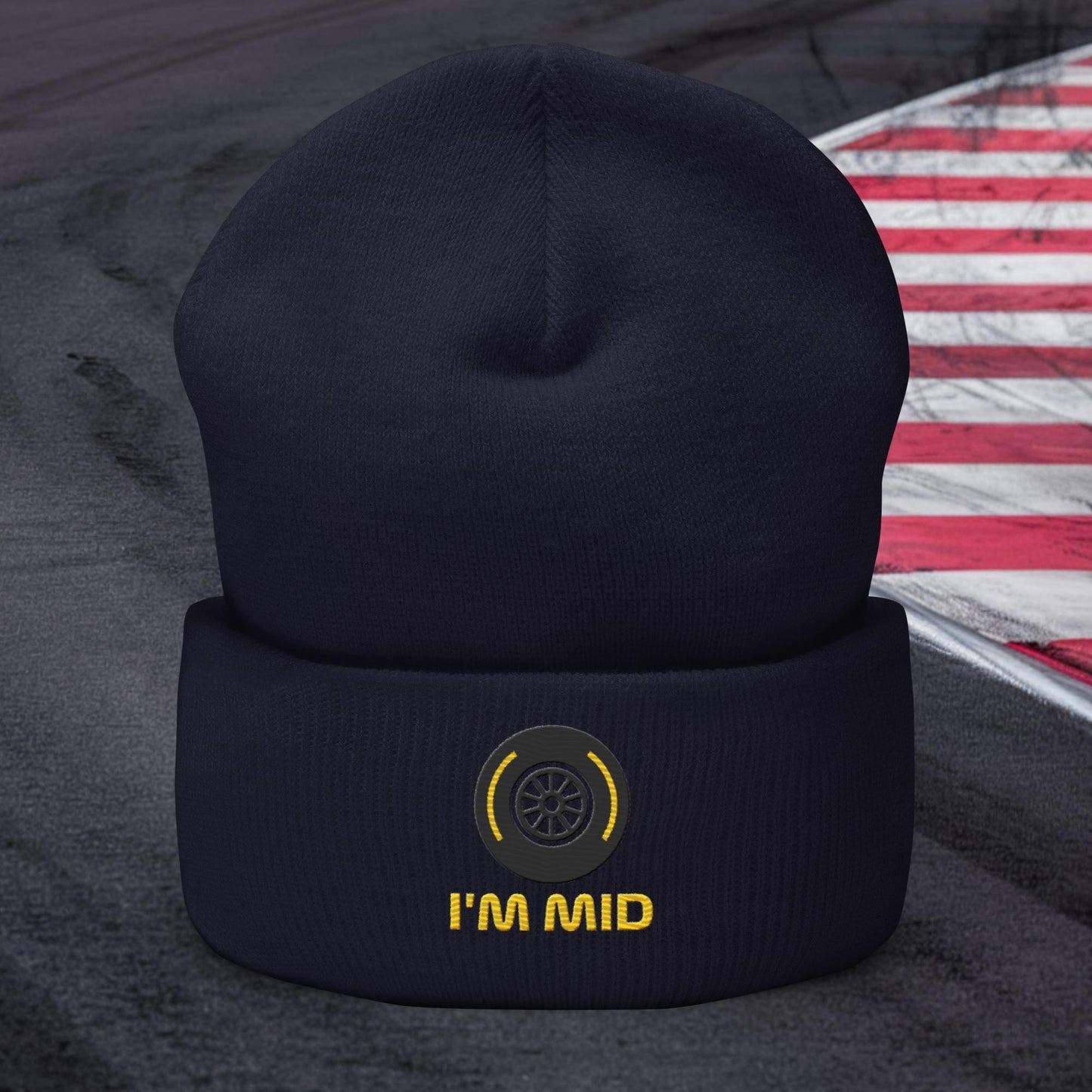 I'm Soft Tyres Funny F1 Cuffed Beanie Navy Hats F1 Next Cult Brand