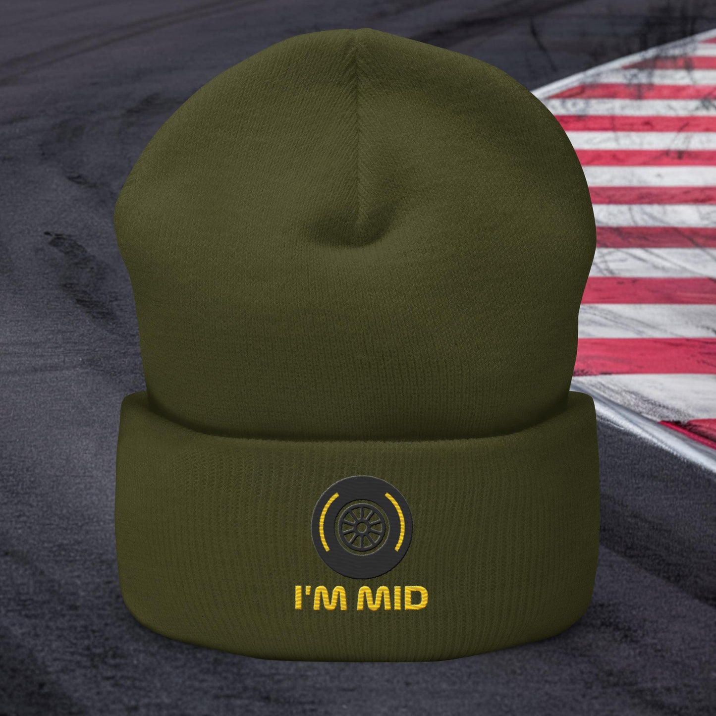 I'm Soft Tyres Funny F1 Cuffed Beanie Olive Hats F1 Next Cult Brand