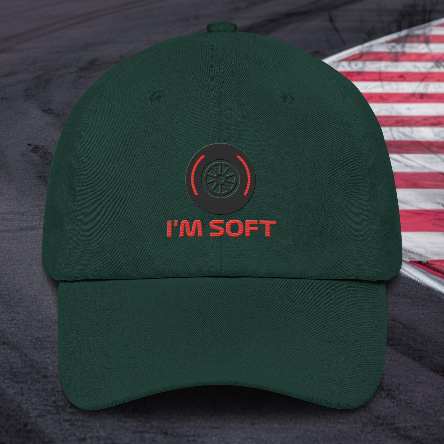 I'm Soft Tyres Funny F1 Dad hat Spruce Hats F1 Next Cult Brand