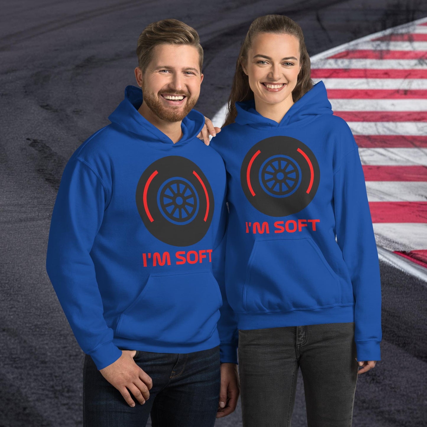 I'm Soft Tyres Funny F1 Unisex Hoodie Royal Hoodies F1 Next Cult Brand