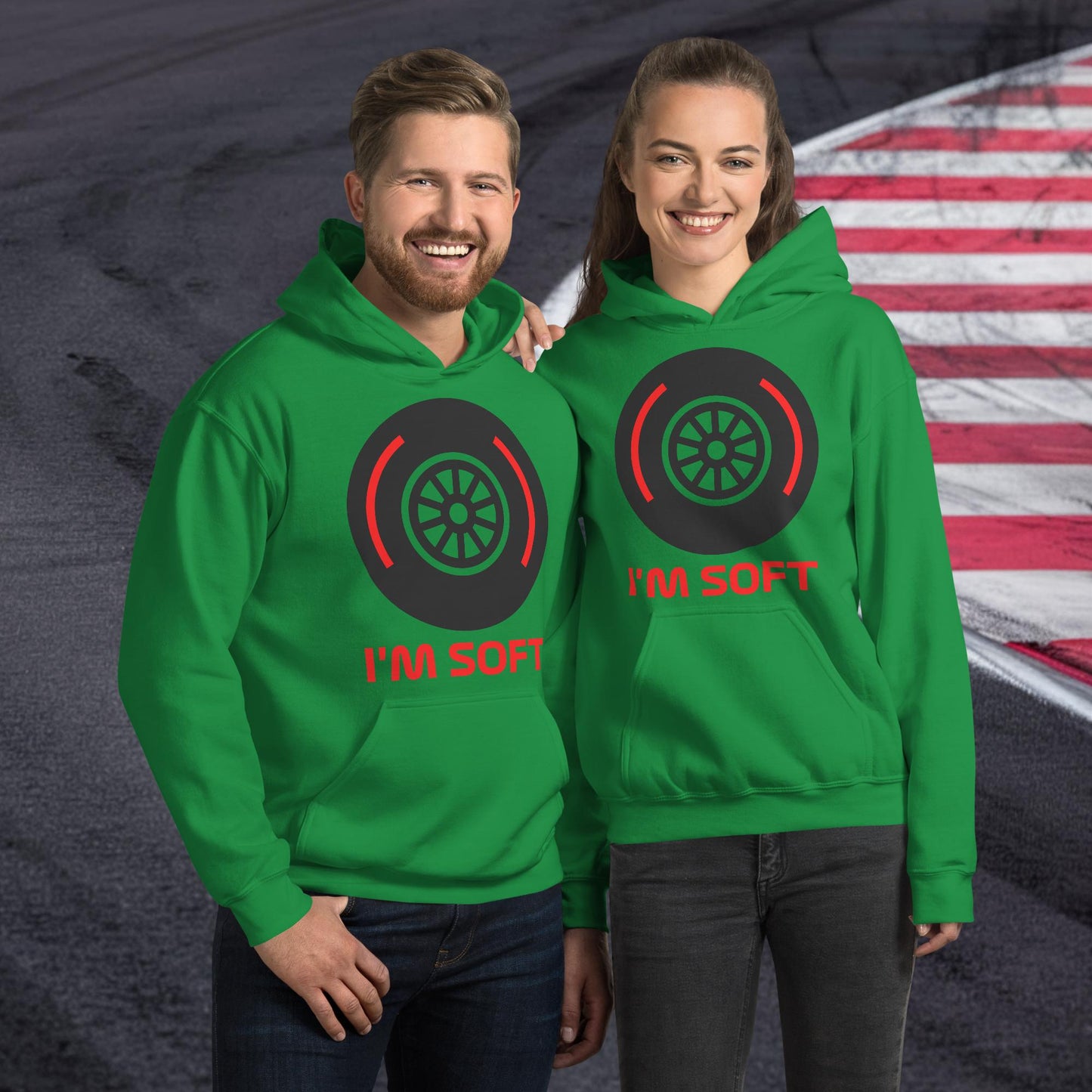 I'm Soft Tyres Funny F1 Unisex Hoodie Irish Green Hoodies F1 Next Cult Brand