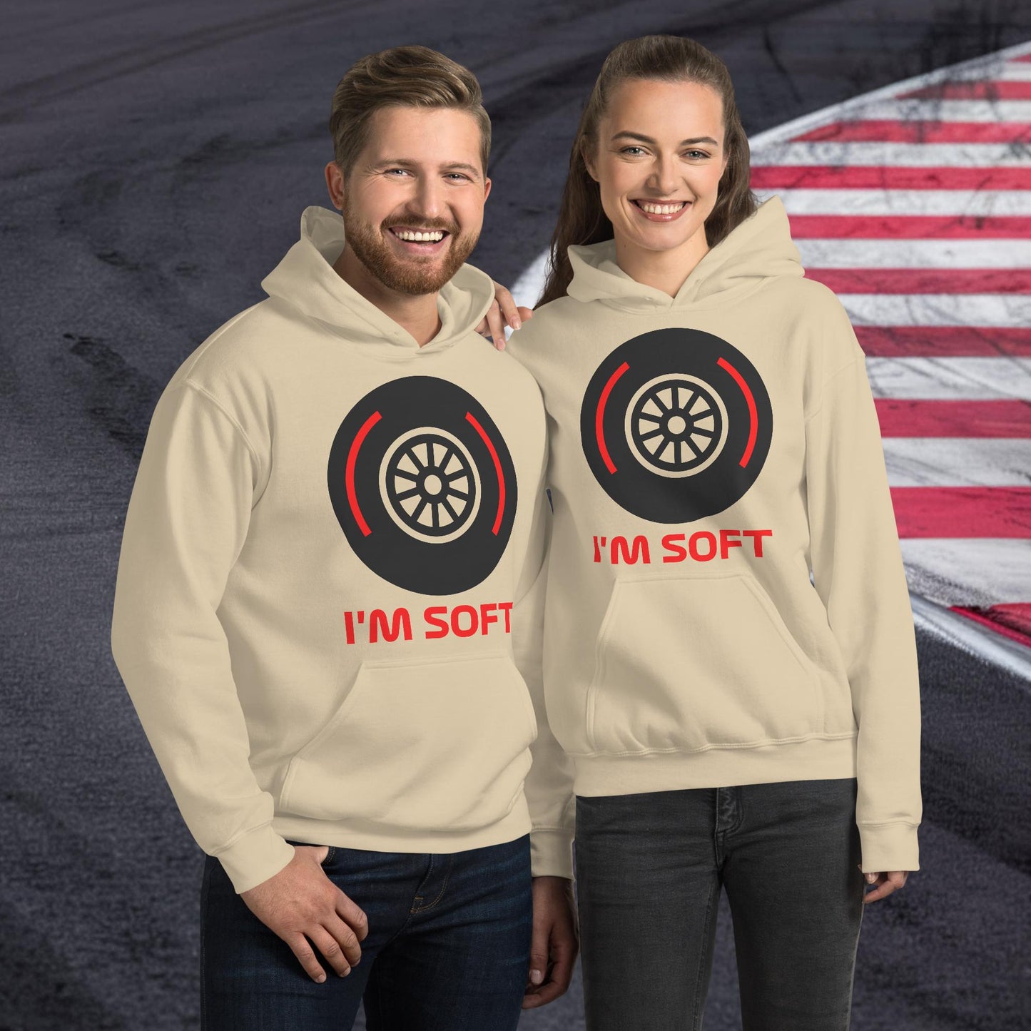 I'm Soft Tyres Funny F1 Unisex Hoodie Sand Hoodies F1 Next Cult Brand