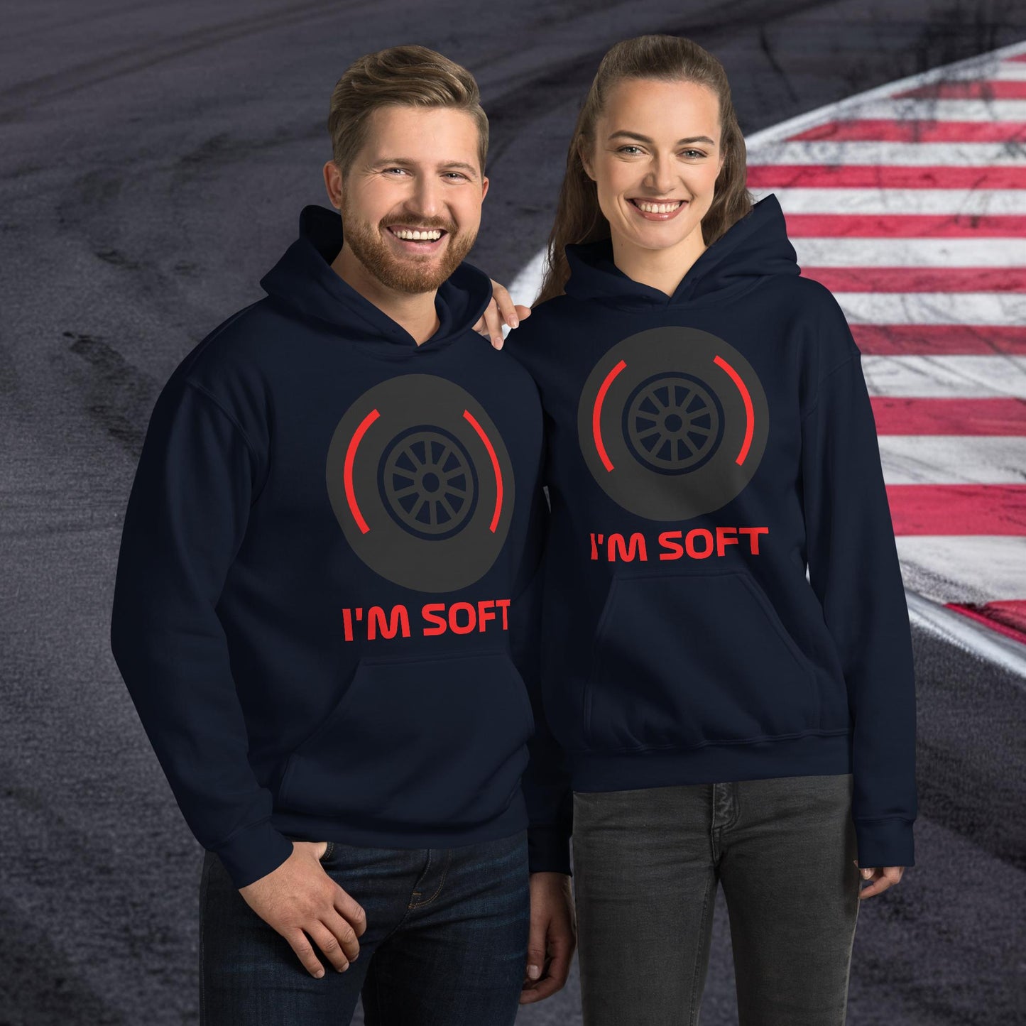 I'm Soft Tyres Funny F1 Unisex Hoodie Navy Hoodies F1 Next Cult Brand