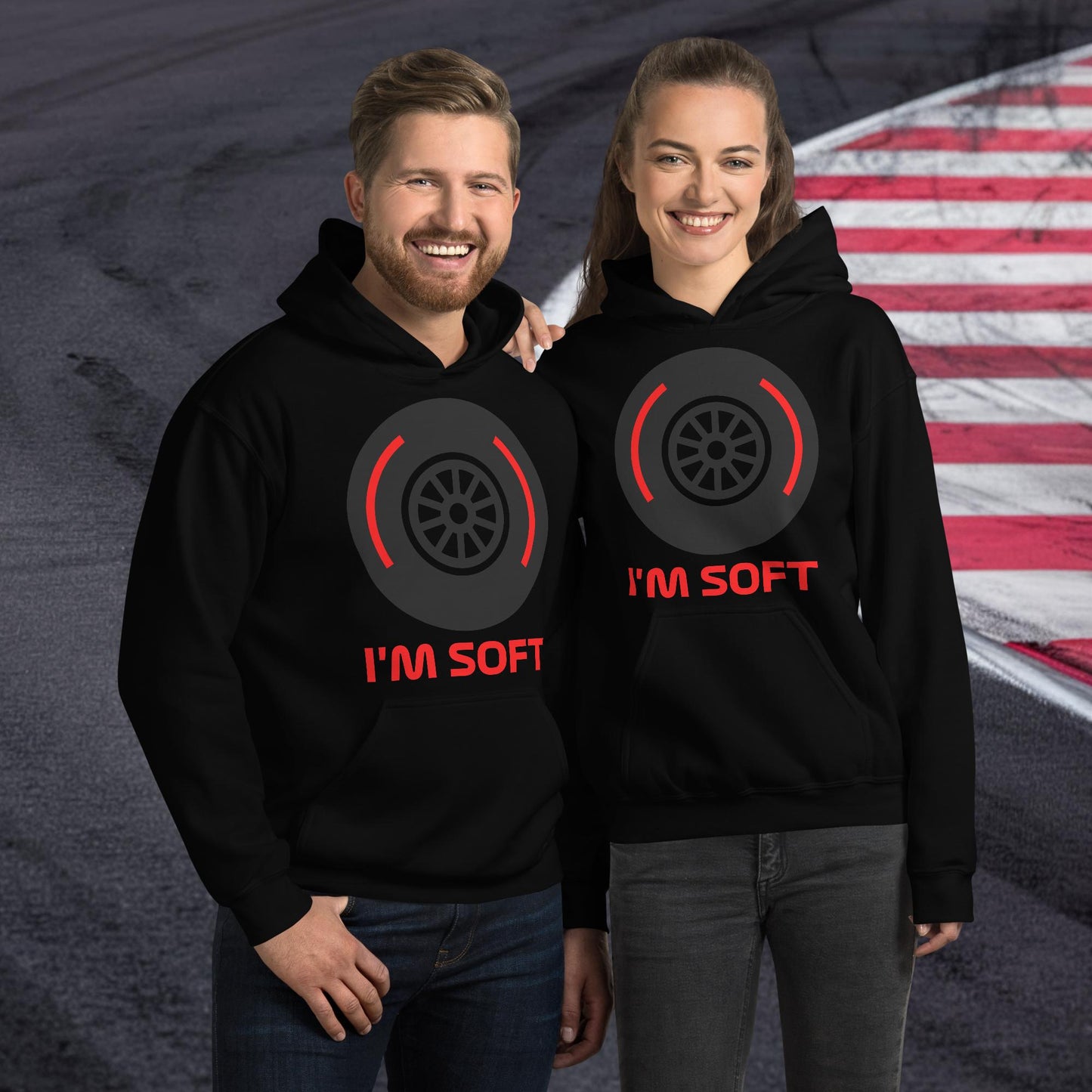 I'm Soft Tyres Funny F1 Unisex Hoodie Black Hoodies F1 Next Cult Brand