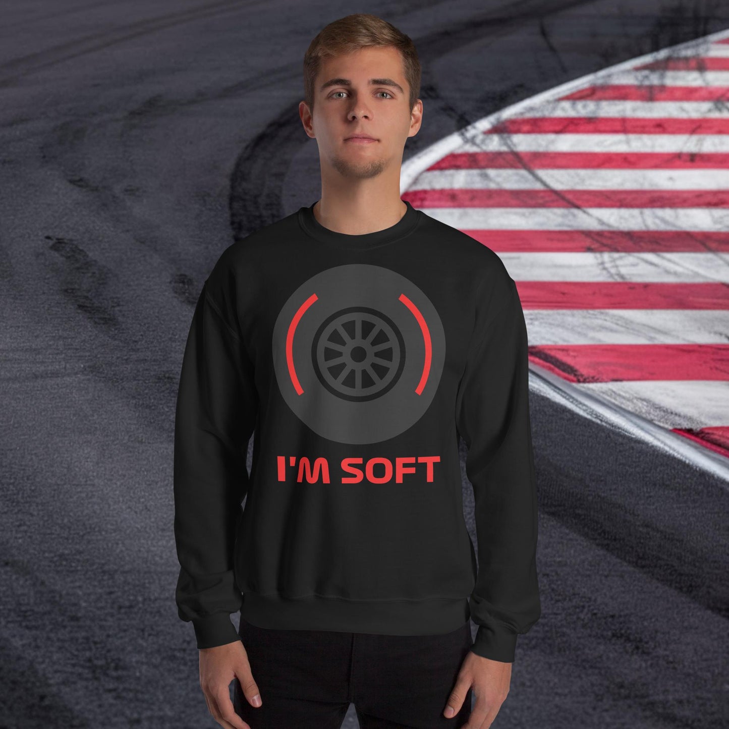 I'm Soft Tyres Funny F1 Unisex Sweatshirt Black Sweatshirts F1 Next Cult Brand