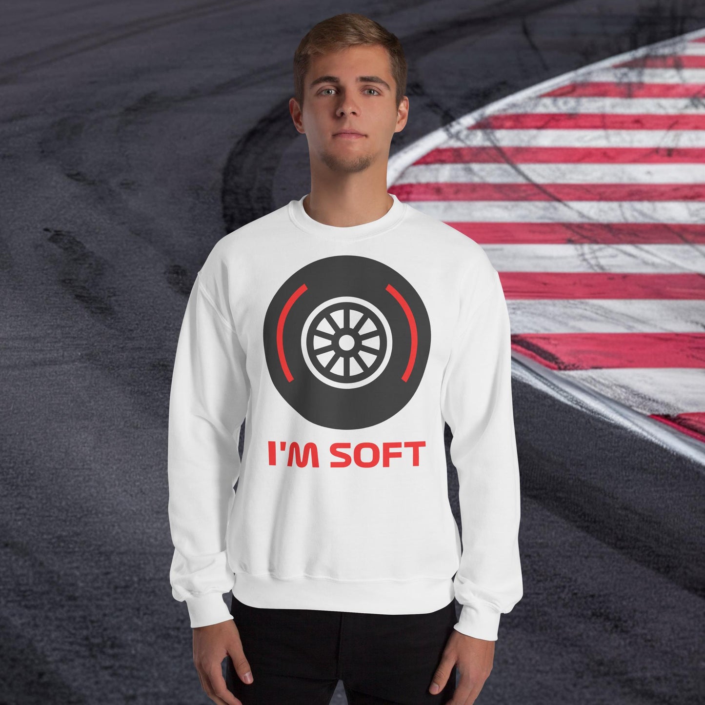 I'm Soft Tyres Funny F1 Unisex Sweatshirt White Sweatshirts F1 Next Cult Brand