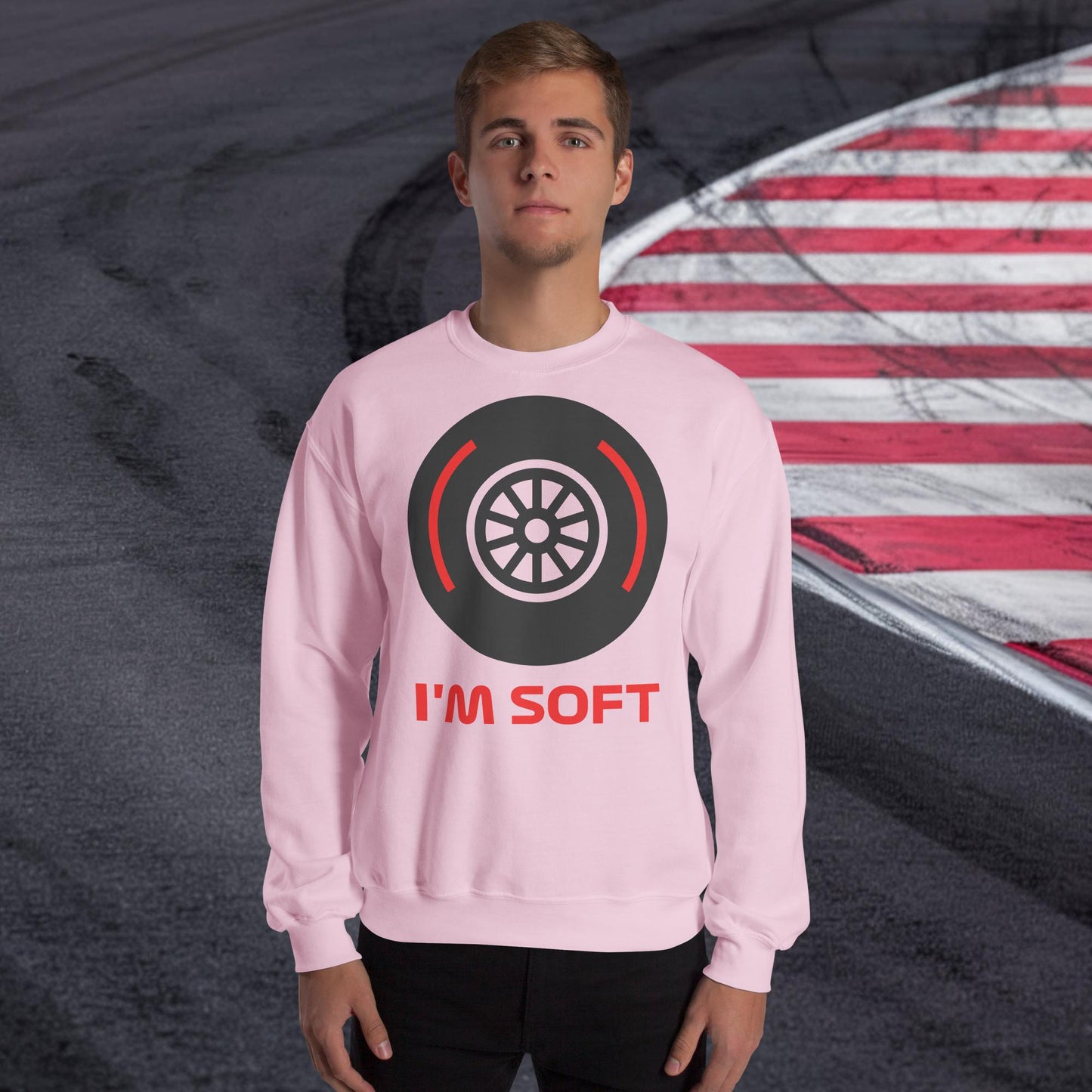 I'm Soft Tyres Funny F1 Unisex Sweatshirt Light Pink Sweatshirts F1 Next Cult Brand